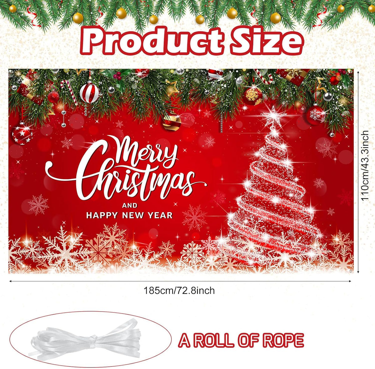 Irenare Christmas Backdrop Merry Christmas Banner Party Decoration Xmas Photography Background