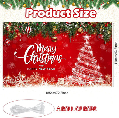 Irenare Christmas Backdrop Merry Christmas Banner Party Decoration Xmas Photography Background