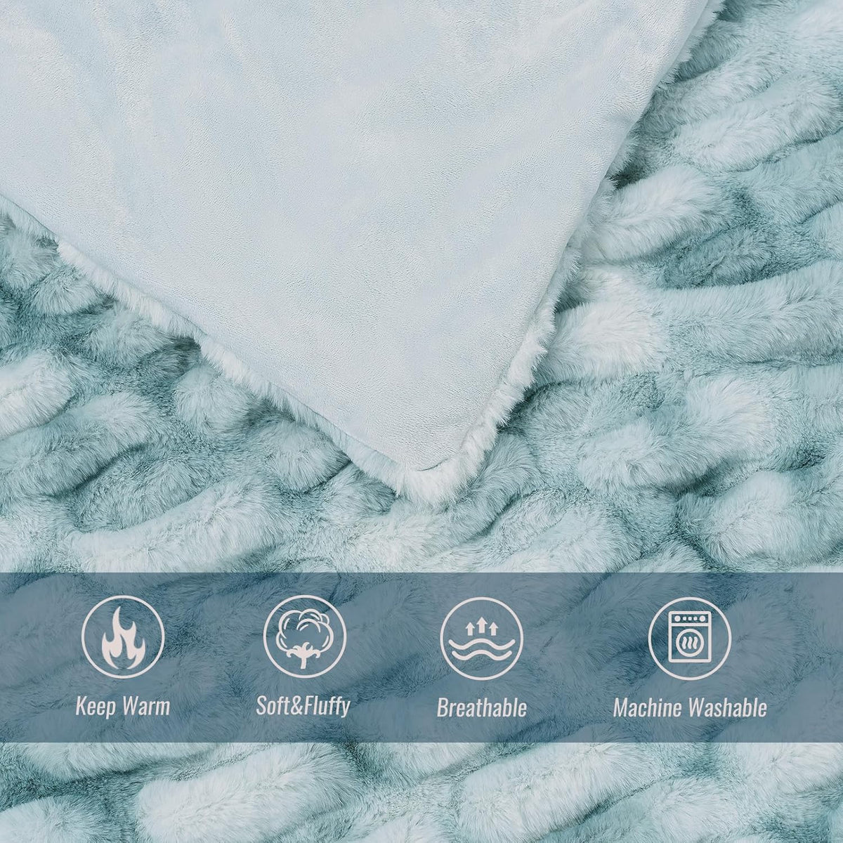 Ultra Soft Luxury Faux Fur Twin Blanket for Counch,Fuzzy Fluffy Plush Warm Cozy Elegant Wrinkled