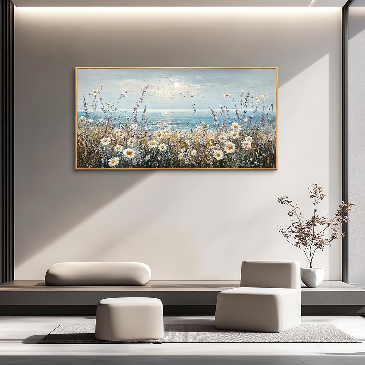PHAOHUAXM Wall Decor For Living Room Wall Art For Bedroom Office Decorations Blue Ocean Paintings