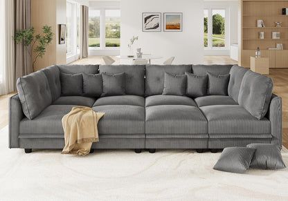 LLappuil Modular Sectional Sofa with Storage Seats, Corduroy Convertible Modular U Shaped Sectional