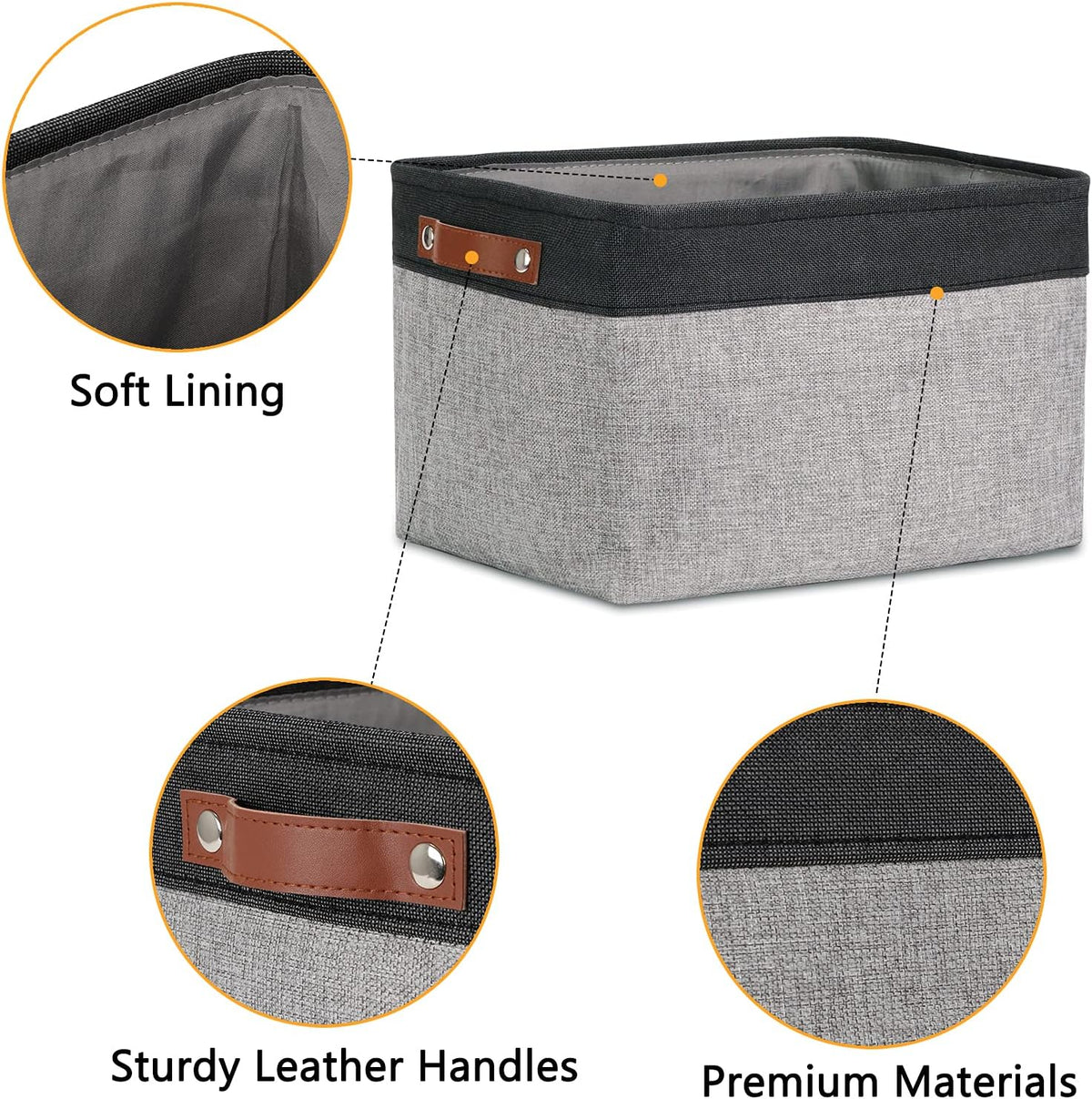 DULLEMELO Fabric Baskets for Storage, Rectangular Fabric Storage Bins Collapsible, Perfect for