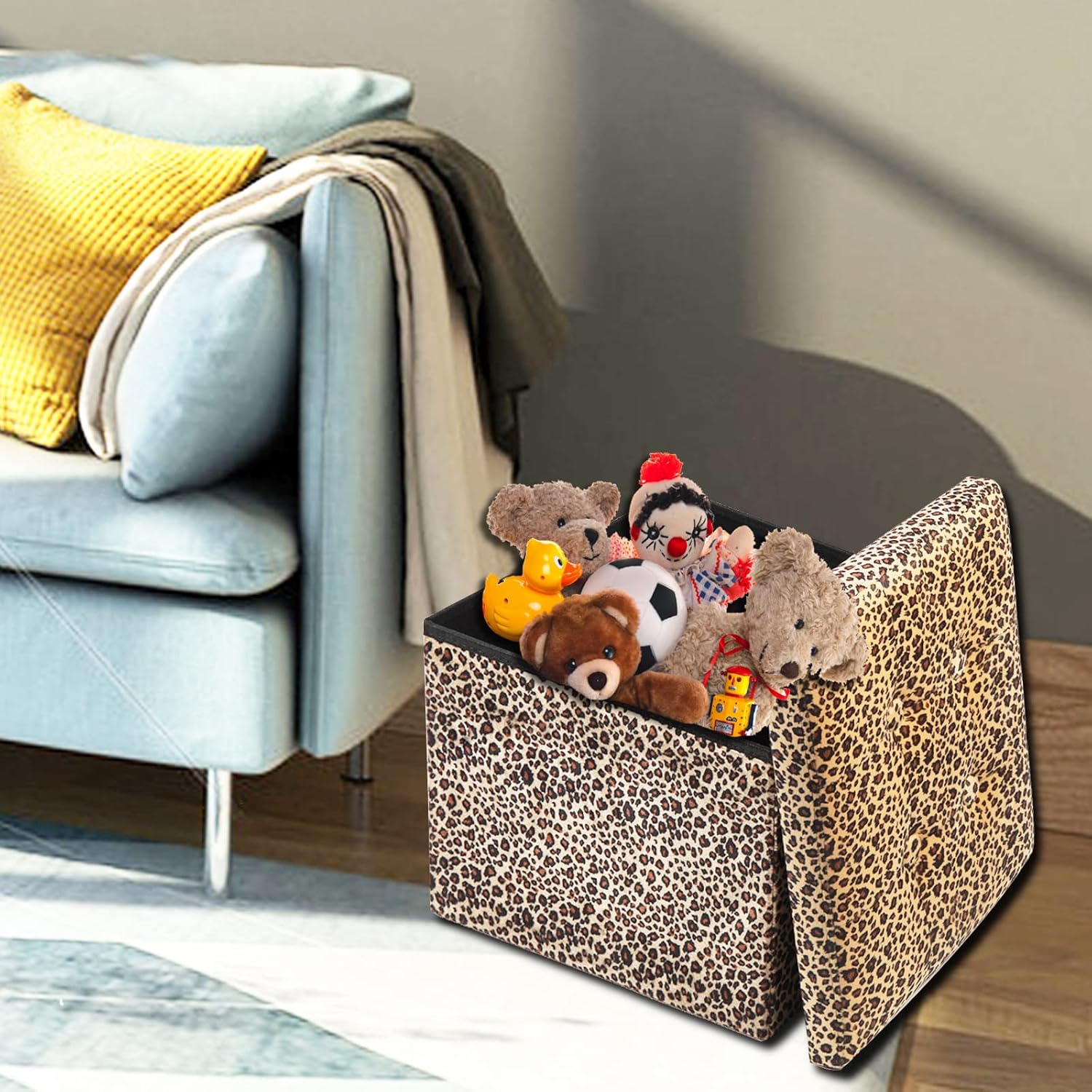 ALASDO Ottoman Storage Ottoman Footrest Stool Small Ottoman with Storage Foldable Ottoman Foot Rest