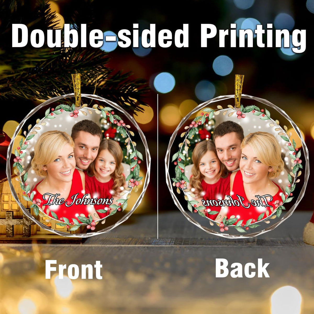 Christmas Tree Decor, Personalized Crystal Photo Ornaments, Custom Ornaments for Family/Child