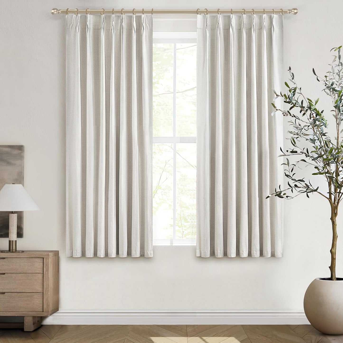 Living Room Darkening Curtains 72 Inches Long, Linen Blackout 6 ft Length 2 Panels Set Cute Black