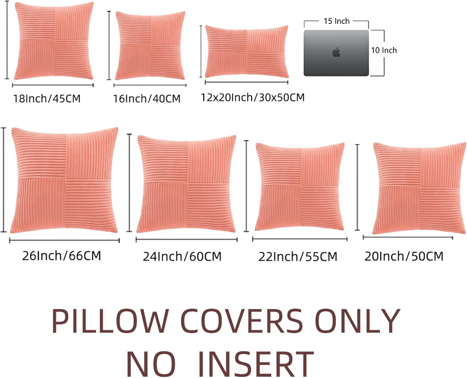Fancy Homi 2 Packs Coral Samll Decorative Throw Pillow Covers 14x14 Inch with for Couch Bed Sofa