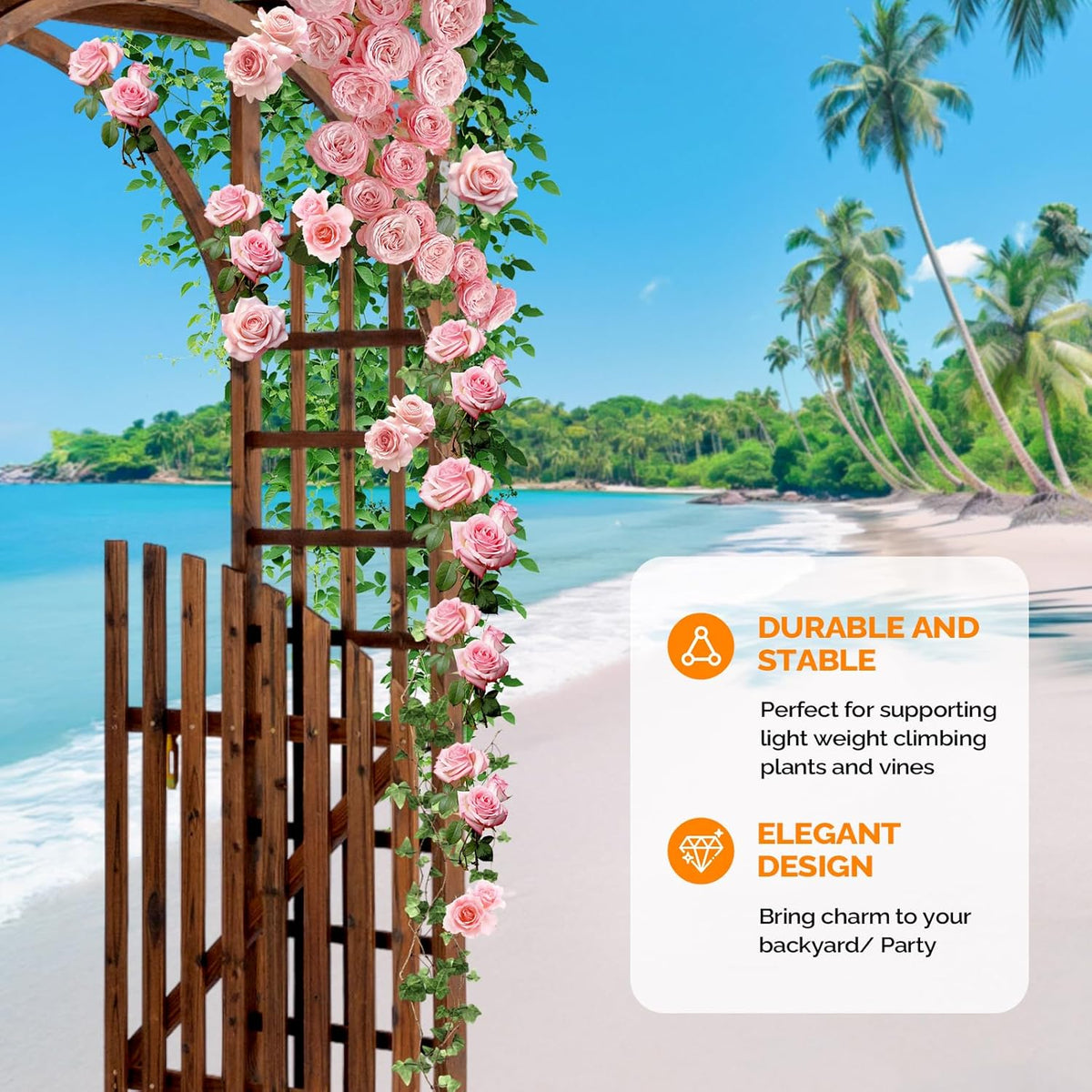 VINGLI 85in Wooden Arbor, Wedding Arch for Ceremony, Wood Trellis for Plant Climbing, Christmas