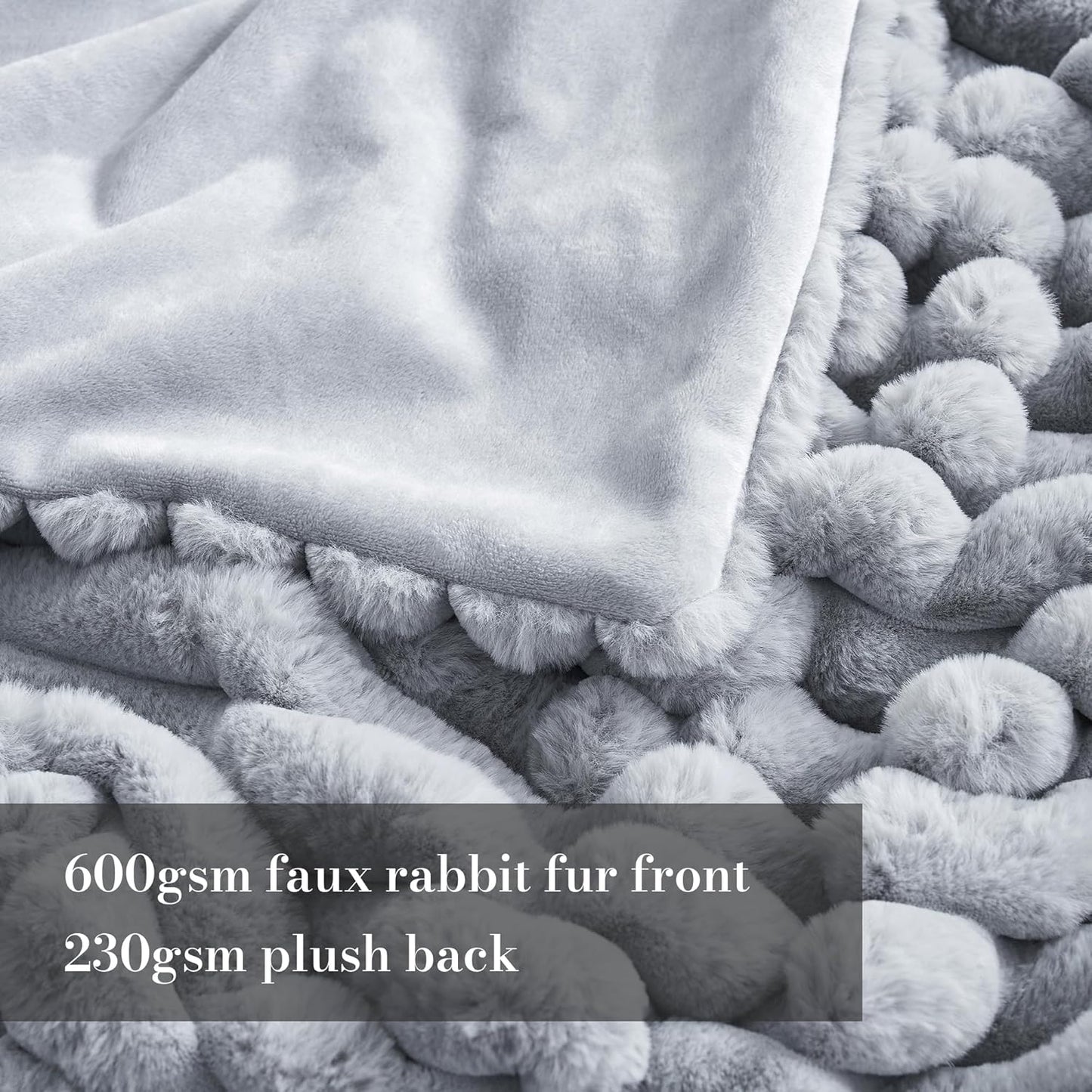 Amélie Home Faux Fur Throw Blanket for Couch, Cozy Fuzzy Fluffy Fur Luxurious Soft Striped Plush