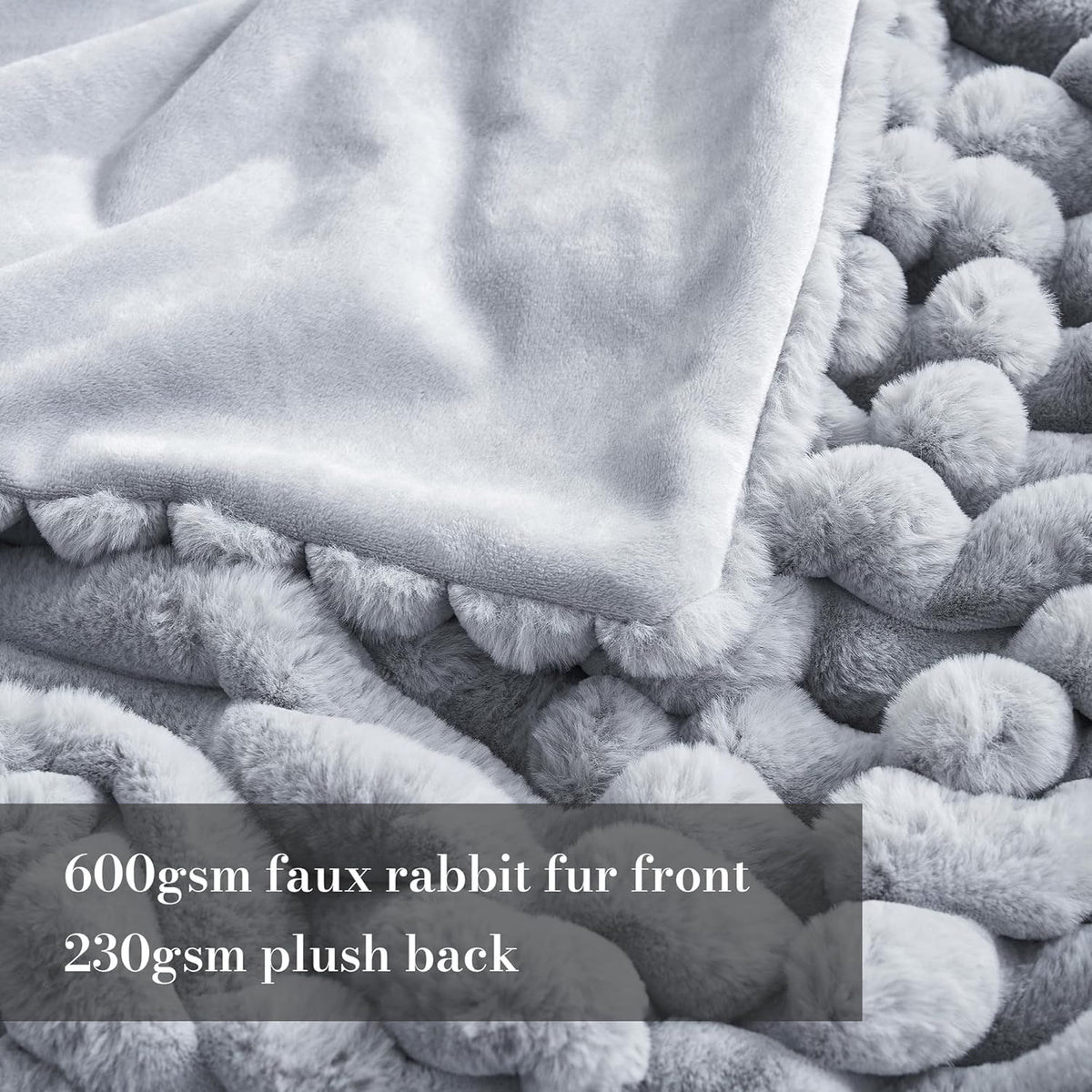 Amélie Home Faux Fur Throw Blanket for Couch, Cozy Fuzzy Fluffy Fur Luxurious Soft Striped Plush