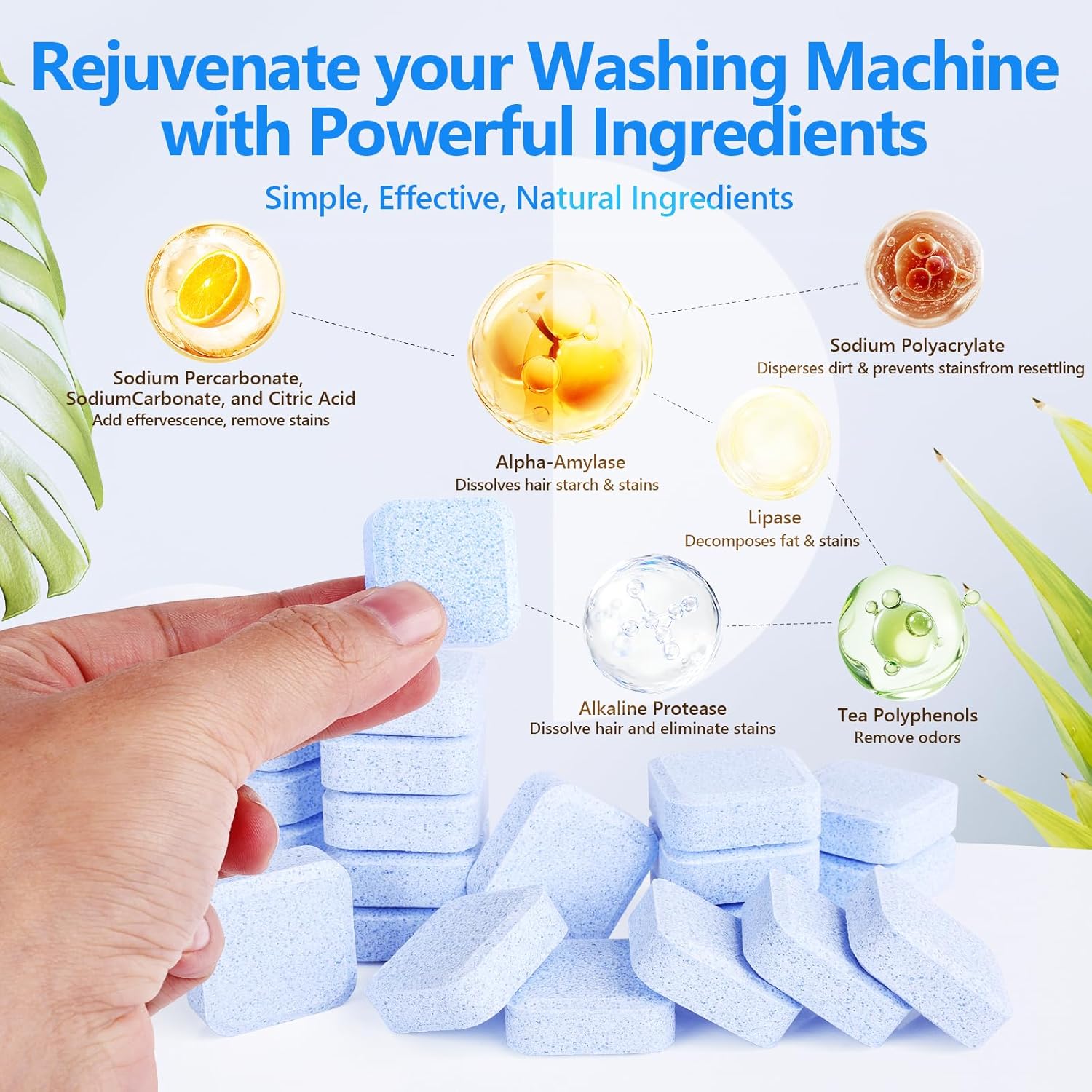 36Pack Washing Machine Cleaner Tablets-18 Month Supply,Washer Machine Cleaner Formulated For Pet