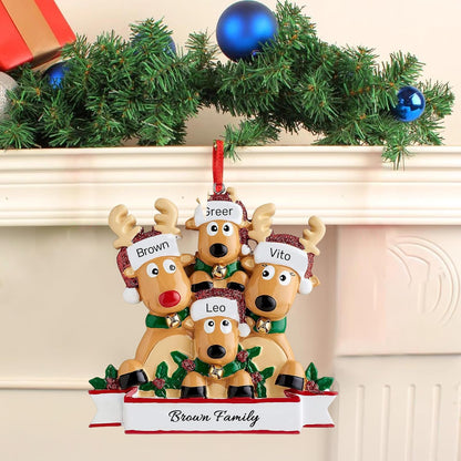 Personalized Christmas Ornaments 2025, Custom Reindeer Family Ornaments for Trees with Names