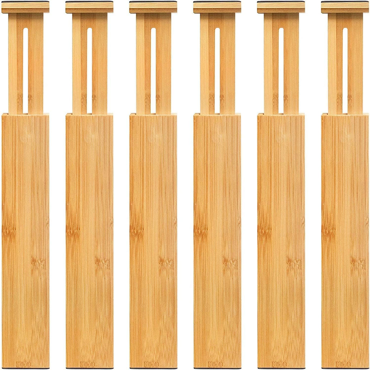 VaeFae Adjustable Bamboo Drawer Dividers, Expandable Drawer Organizer for Kitchen, Bedroom