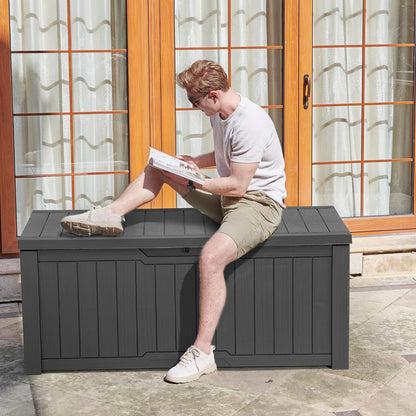 YITAHOME 120 Gallon Outdoor Storage Deck Box, Large Resin Patio Storage for Outdoor Pillows, Garden