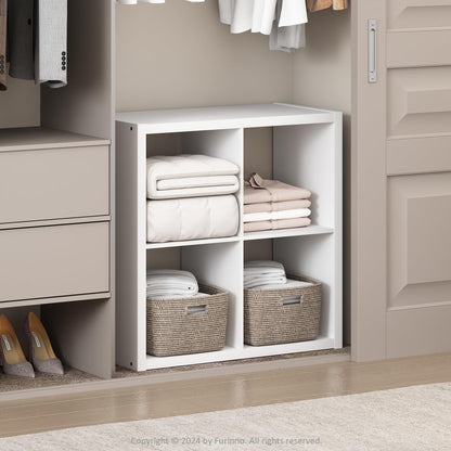 Furinno Cubic Extra Thick 4-Cube Closet Organizers and Storage, White