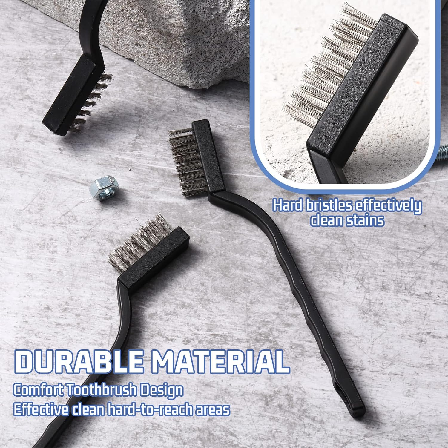 60 Pcs Mini Wire Brush Set Stainless Steel Wire Bristle Scratch Brush Small Metal Brush for