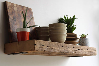 Urban Legacy Reclaimed Barn Beam Deep Shelves | Deep Shelves with Brackets Included, Set of 2 |
