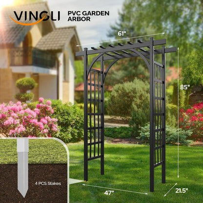 VINGLI Garden Arbor, PVC Wedding Arch for Ceremony Party, Garden Trellis for Climbing Plants