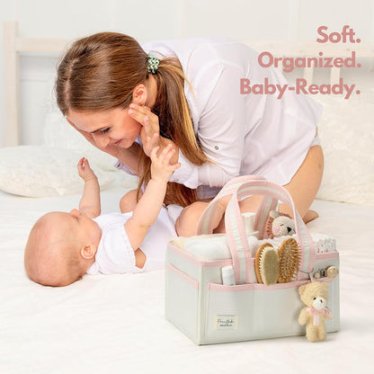PeraBella Diaper Caddy Organizer with Handle, Baby Shower Gifts Basket Bag, Registry Search Must