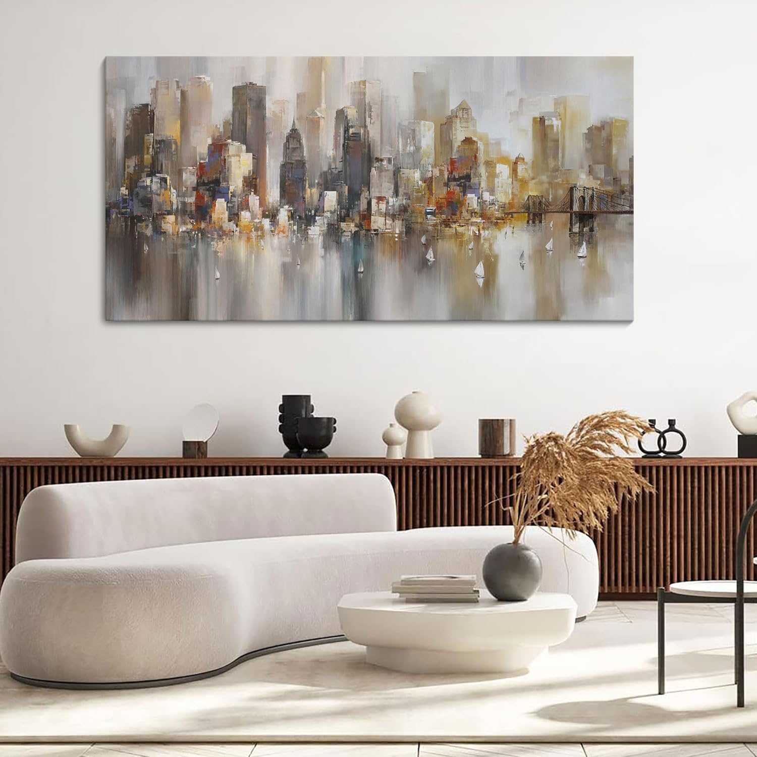 New York City Wall Art - Modern Abstract Wall Art for Living Room, Office & Bedroom Cityscape &