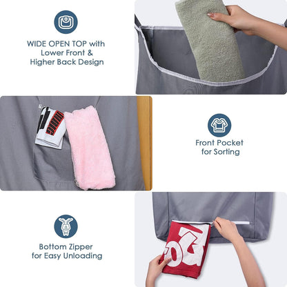 The Fine Living Co. X-Large Hanging Laundry Hamper with Over Door Hooks & Adhesive, Durable Space