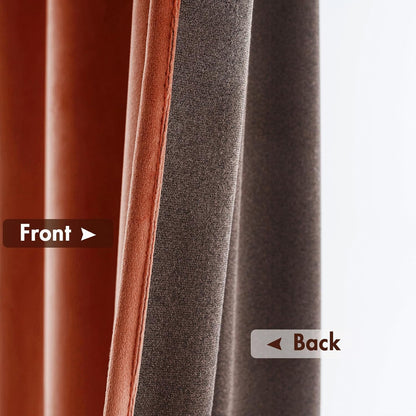 MIULEE Burnt Orange Velvet Curtains Thermal Insulated Blackout Curtain Fall Drapes for Bedroom