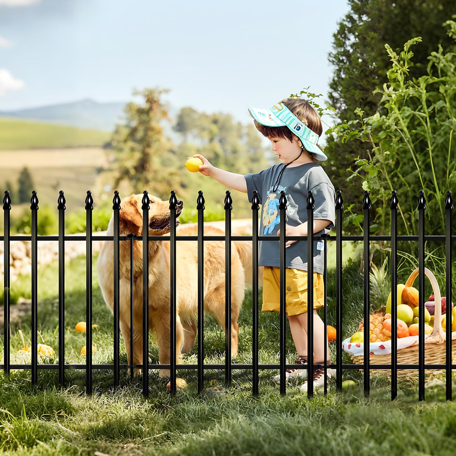 Metal Garden Fence 24 inch H x 24 inch W (10 Panels, Total Length 20 ft) Decorative Fence Border