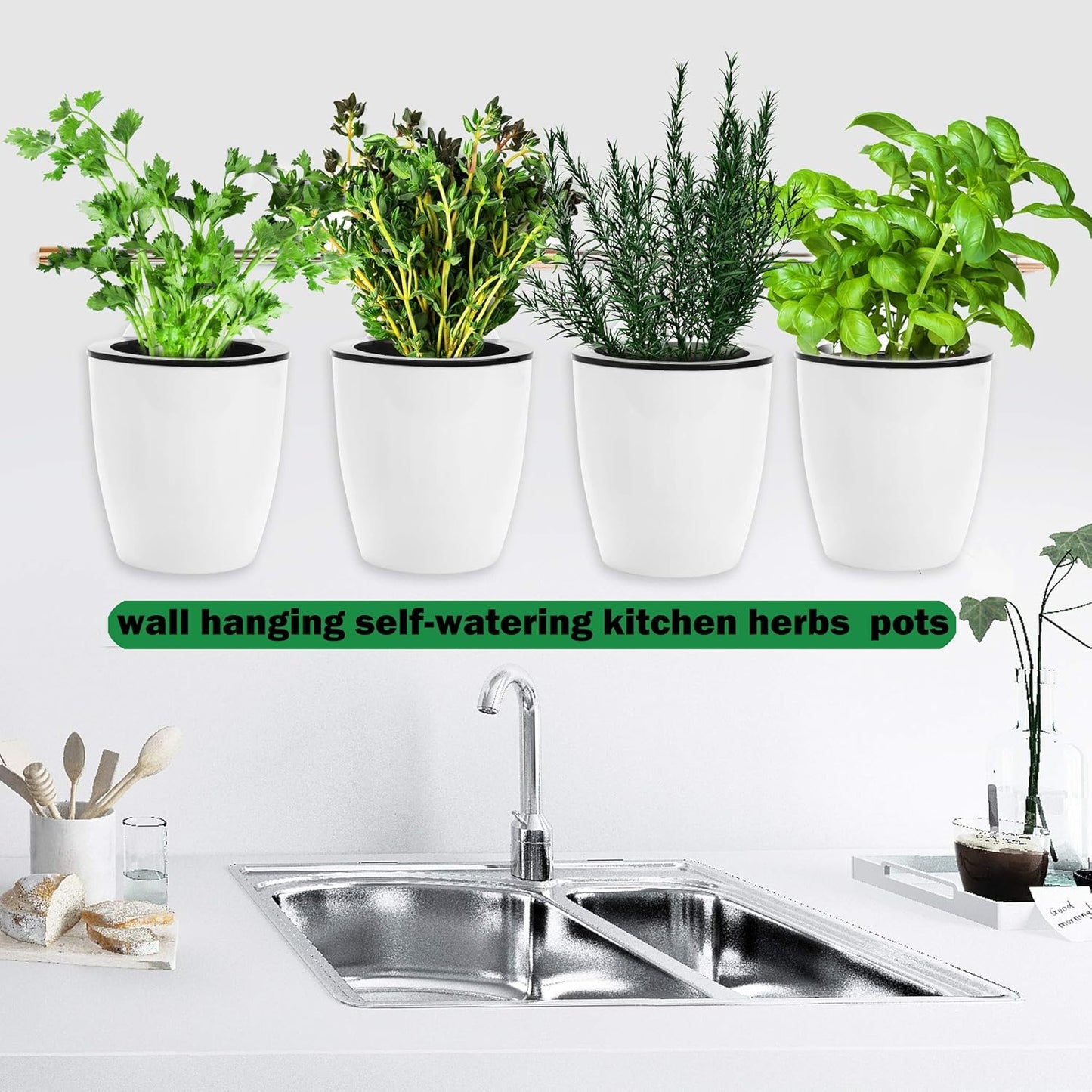 3 Pack Self Watering Wall Hanging Planter Pots Vertical Garden Window Hang Mount Indoor Outdoor