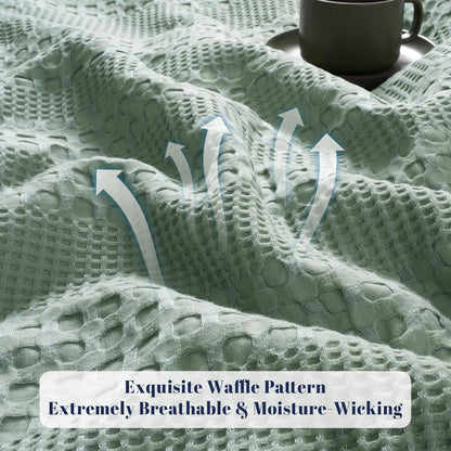 PHF Cooling Waffle Blanket Queen Size, Lightweight 60% Rayon Derived from Bamboo & 40% Cotton