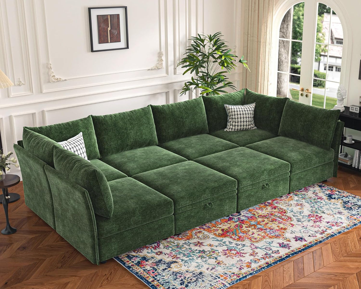 136.4" Oversized Modular Sectional Sleeper Sofa Bed, U Shaped Convertible Couch with Movable