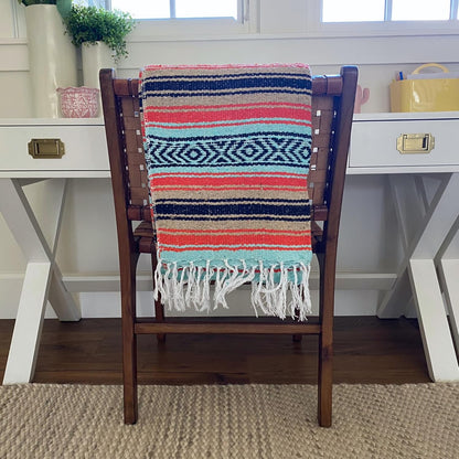Del Mex Classic Mexican Blanket, Large Authentic Woven Falsa Throw (70"x50"), Artisan Southwest