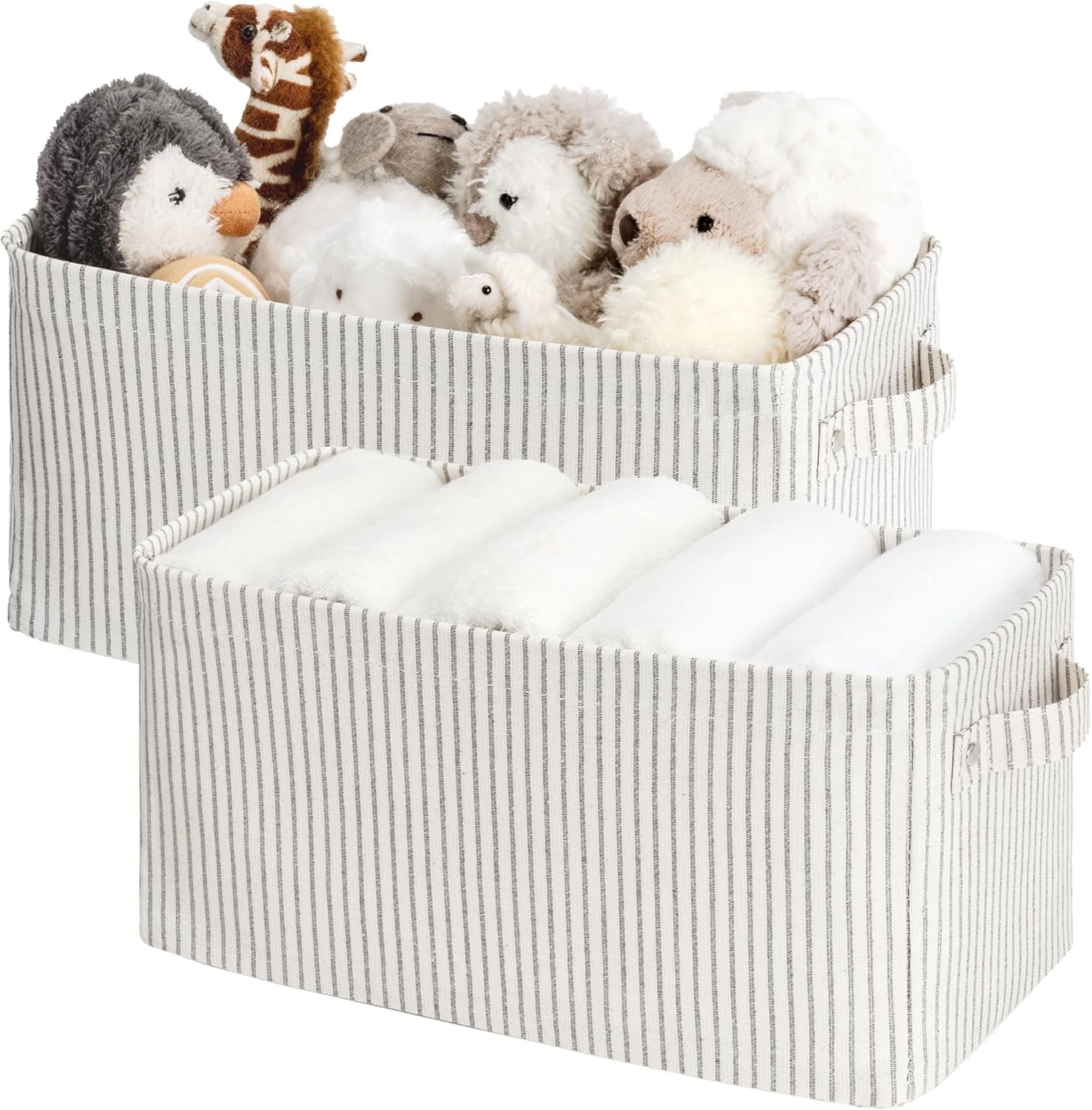 StorageWorks Narrow Storage Bins, Small Basket for Closet and Shelves, Rectangular Fabric Organizer