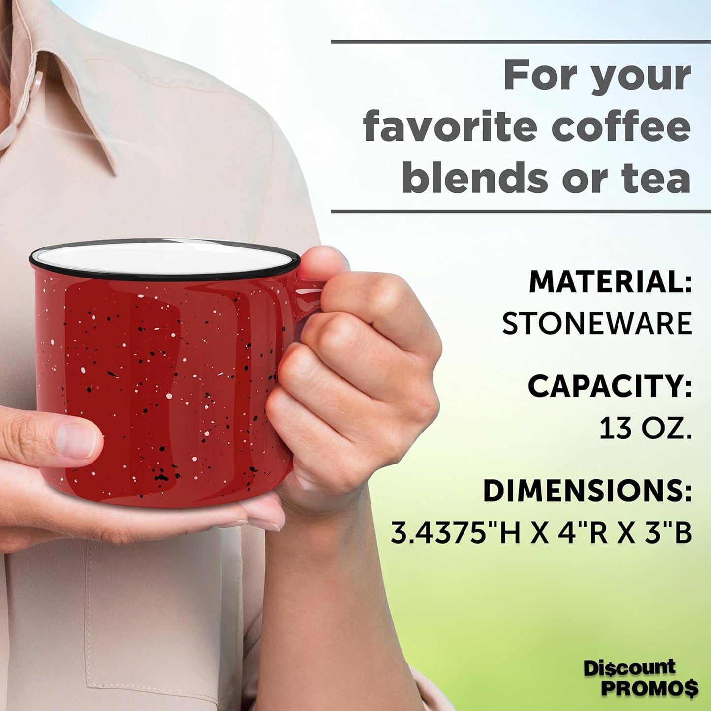 DISCOUNT PROMOS Ceramic Campfire Coffee Mugs 13 oz. Set of 10, Bulk Pack - Perfect for Tea