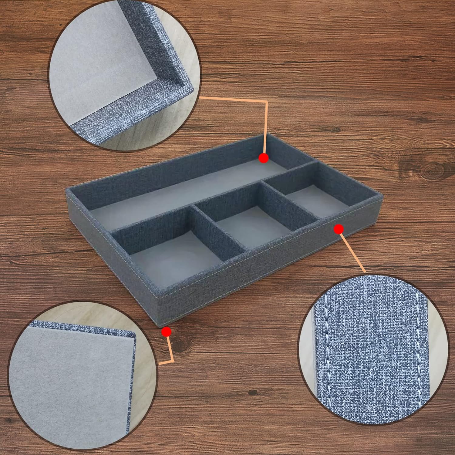 Desktop Storage Organizer, Bedside Table or Storage rack Leather Tray, Valet Tray, Dresser