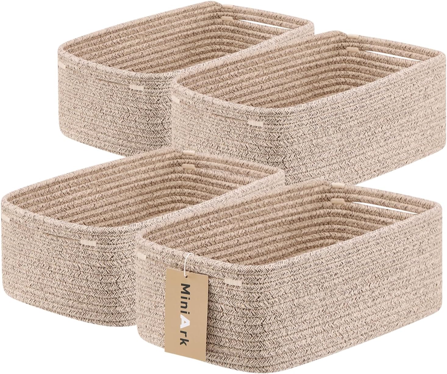 Small Storage Baskets for Organizing | Closet Organizer Bins | Shelf Toy Basket | Woven Rope