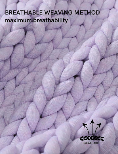 YnM Chunky Throw Blanket, Medium-Weight, Hand Knitted, Skin Friendly, Ventilated and Breathable
