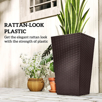 Outsunny Tall Planters for Outdoor Plants Set of 3, 24 in Taper Planters with Drainage Holes