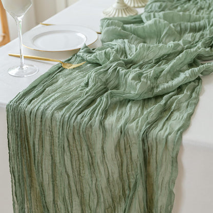 Sioloc 1 Pack Sage Green Cheesecloth Table Runner Fall Autumn Decor for Home 10ft Table Cloth for
