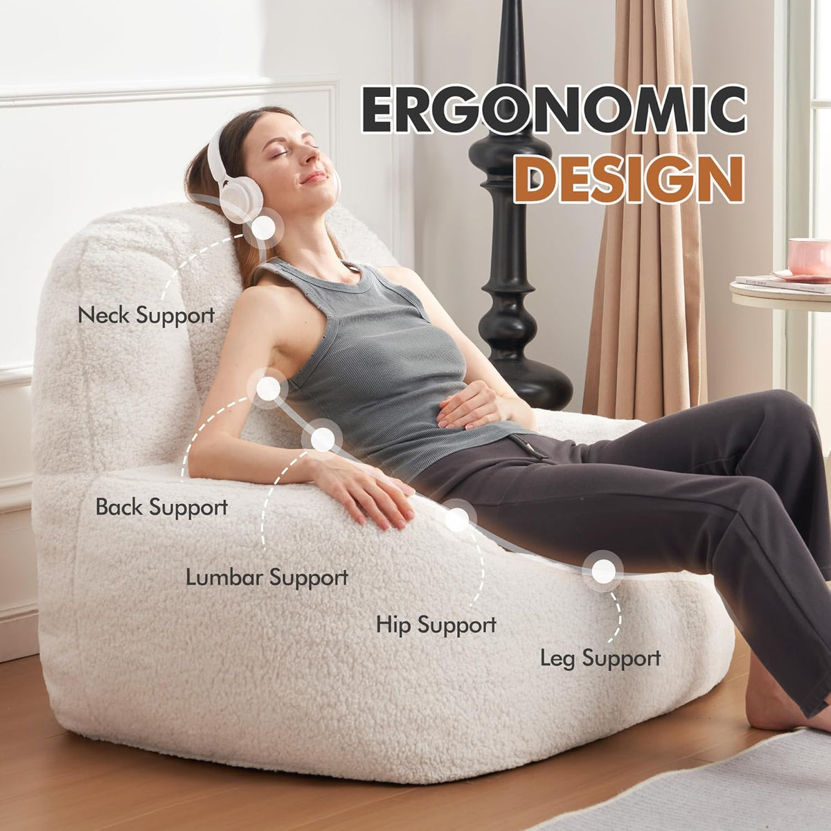 Homguava Bean Bag Chairs for Adults,Giant Beanbag Couch Adult Bean Bag Chair with Filler