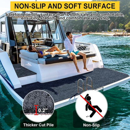 Marine Carpet,6 FT x 23 FT Dark Gray Indoor Outdoor Carpet 0.2" Thick Boat Carpet with Water-Proof