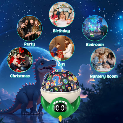 Dinosaur Night Light Projector for Kids Green Dino Toys for Boys, Star Night Lights with Music and