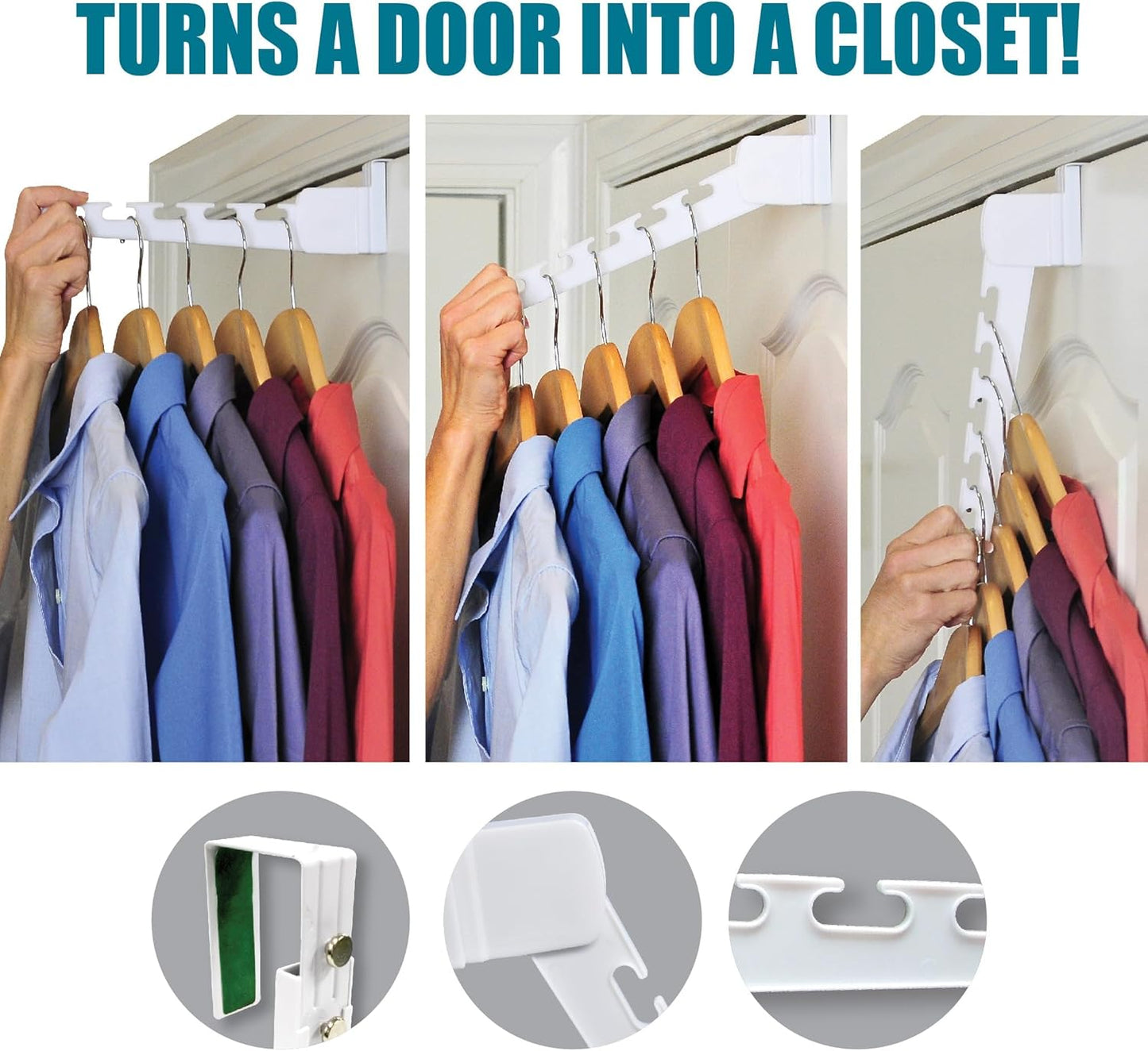 Wonder Hanger Over The Door 3-Pack Organizer for Clothes Hangers, Space-Saving Cascading Hanger