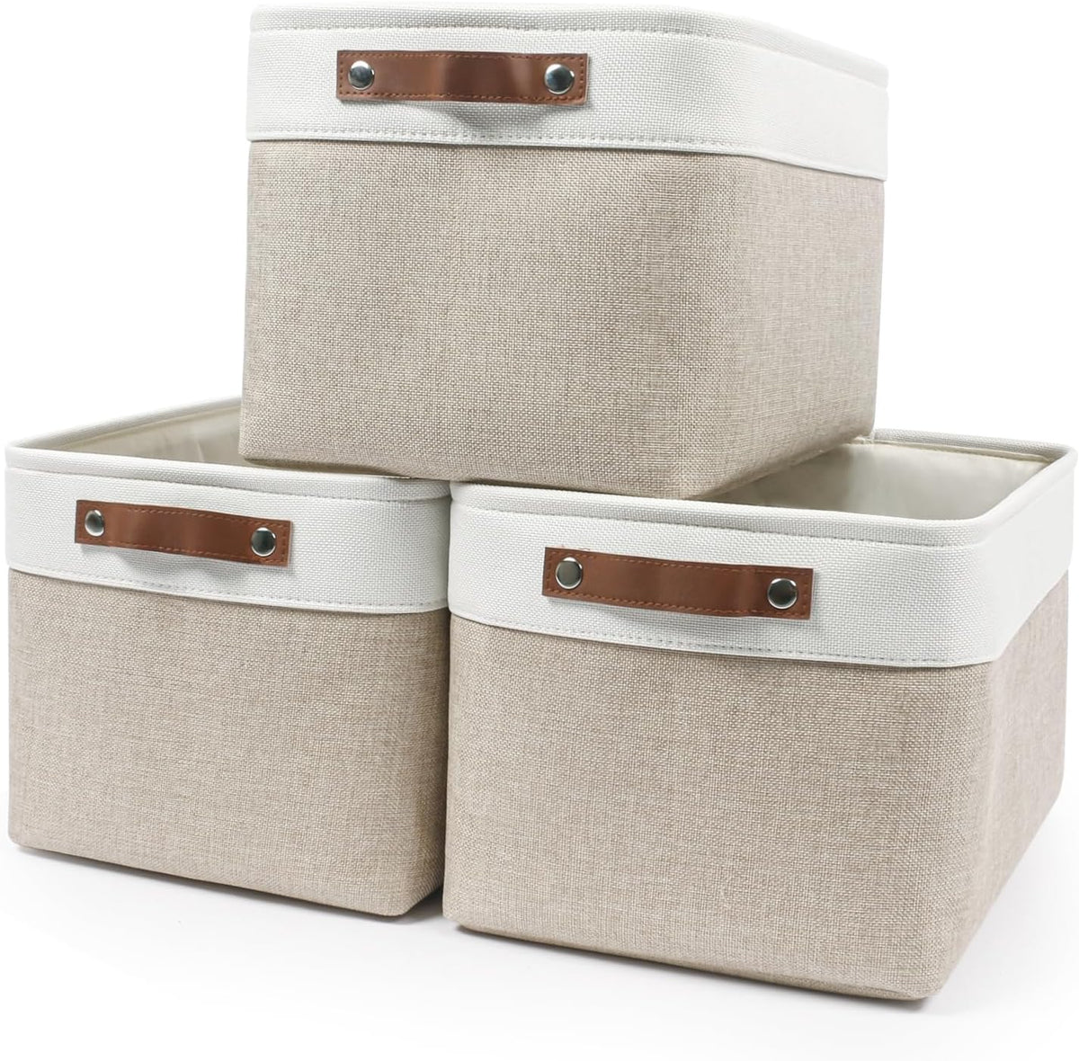Storage Bins Large Fabric Storage Baskets for Shelves 3 Pack, Decorative Linen Closet Baskets with