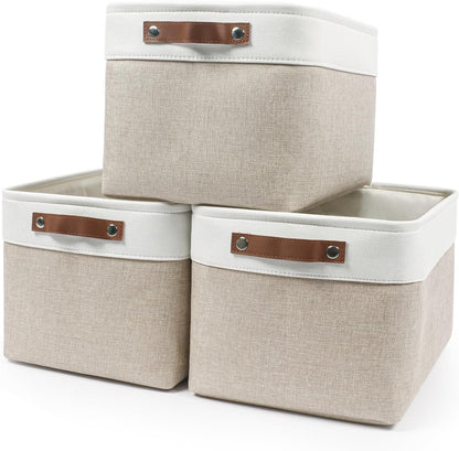 Storage Bins Large Fabric Storage Baskets for Shelves 3 Pack, Decorative Linen Closet Baskets with