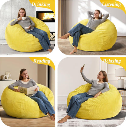 3.5FT Bean Bag Chairs Teardrop Bean Bag Chair for Adults Beanbag Chair with Memory Foam Filled