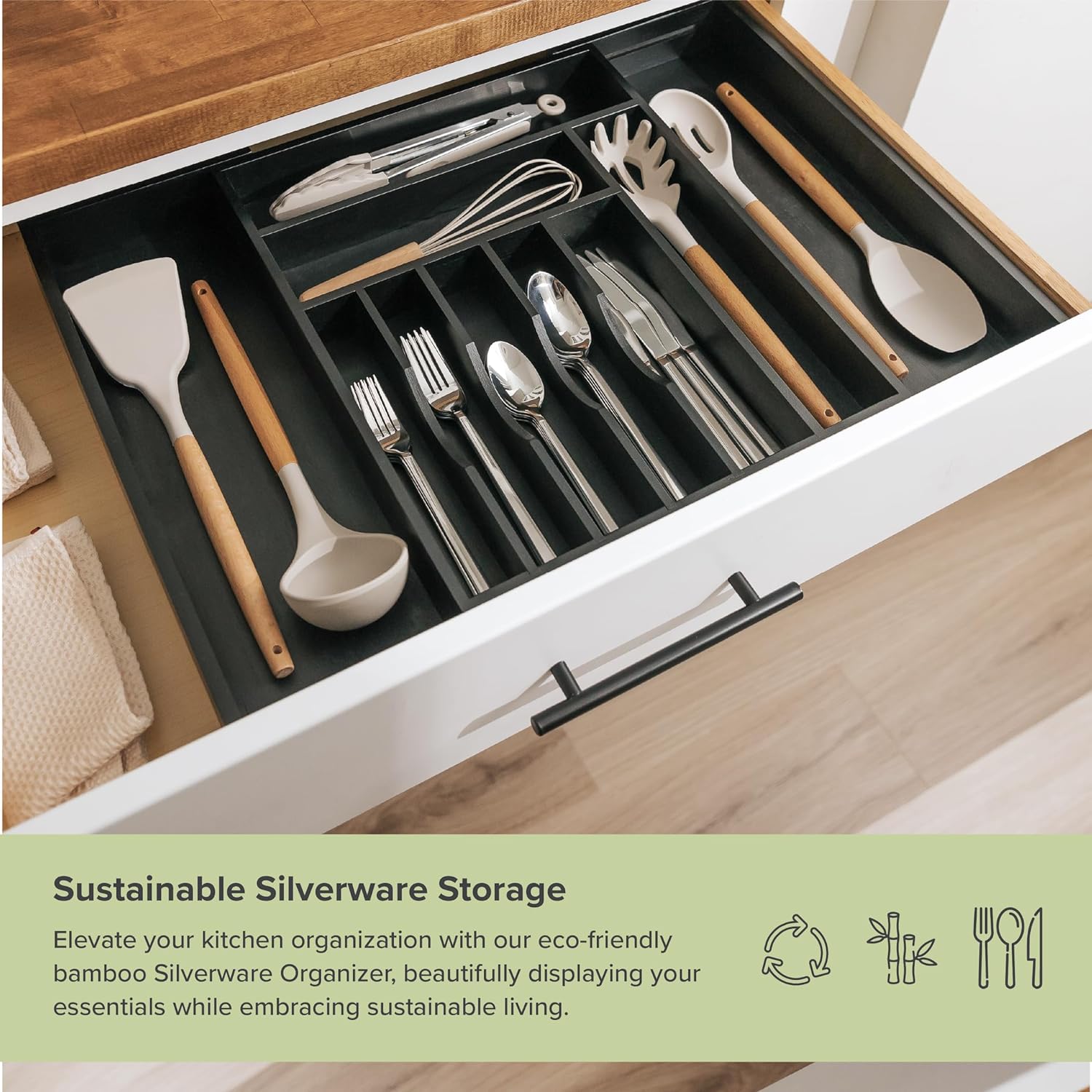 Premium Silverware, Flatware and Utensil Organizer for Kitchen Drawers, Food-Safe Contract Grade