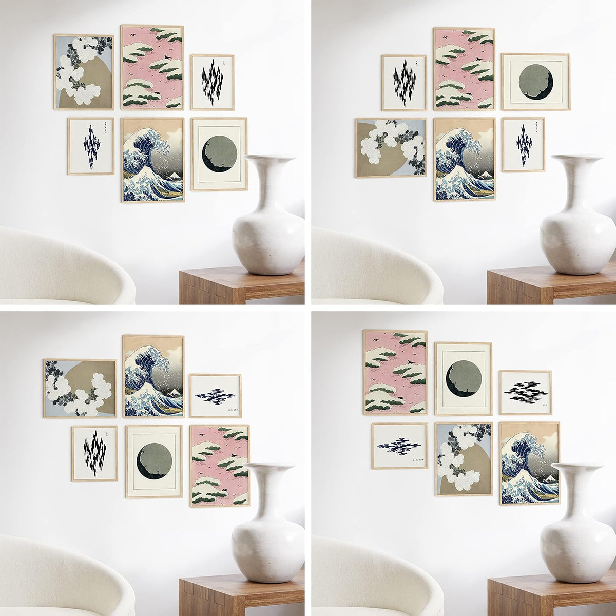 HAUS AND HUES Natural Wood Picture Frames - Set of 6 Frame Sets for Wall Collage, Gallery Wall