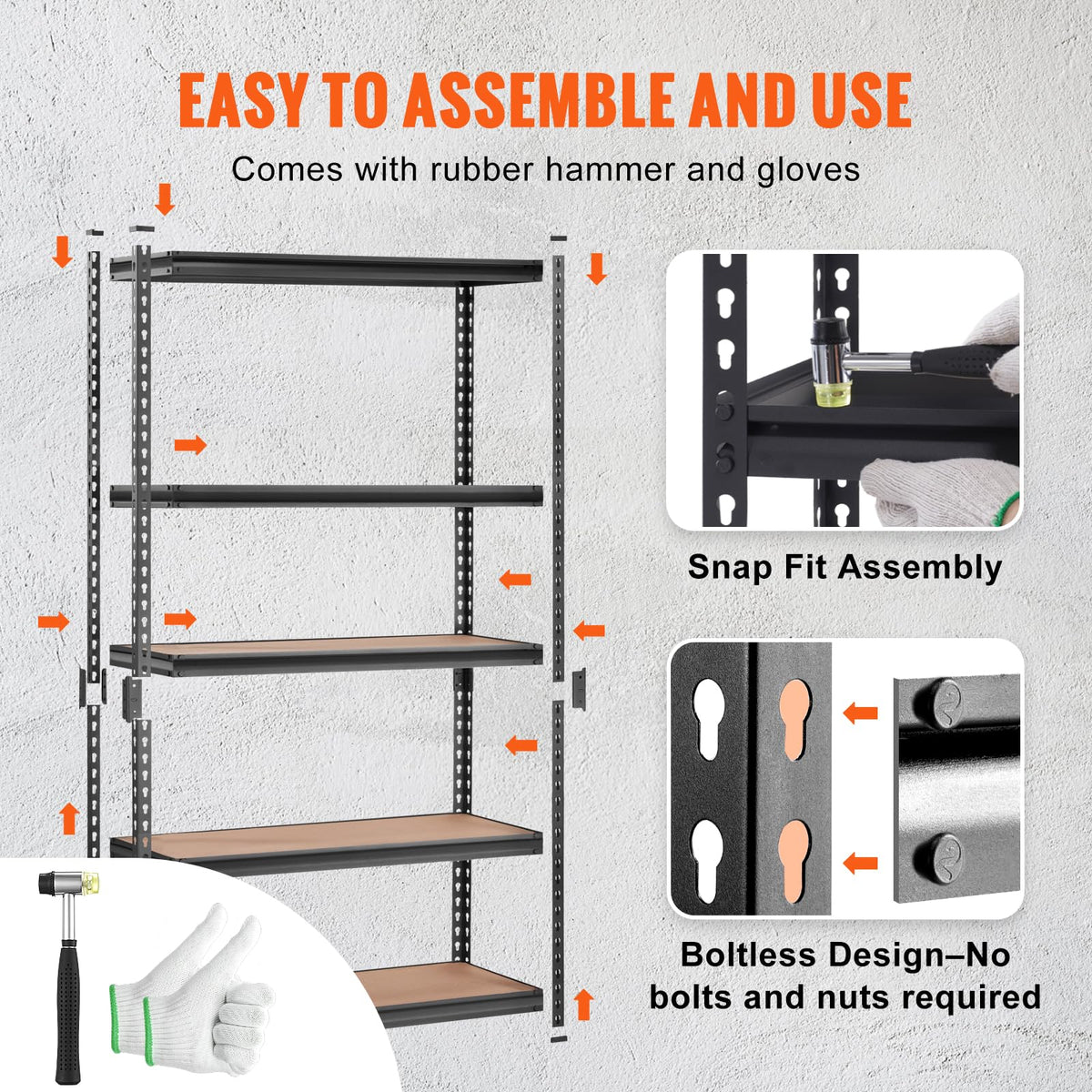 VEVOR Storage Shelves 5-Tier Adjustable 2000 lbs 48"x18"x72" Shelving Unit