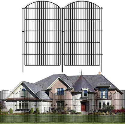 10 Panels Decorative Garden Metal Fence, 48in (H) x 24ft (L) No Dig Dog Fencing for Outdoor Yard