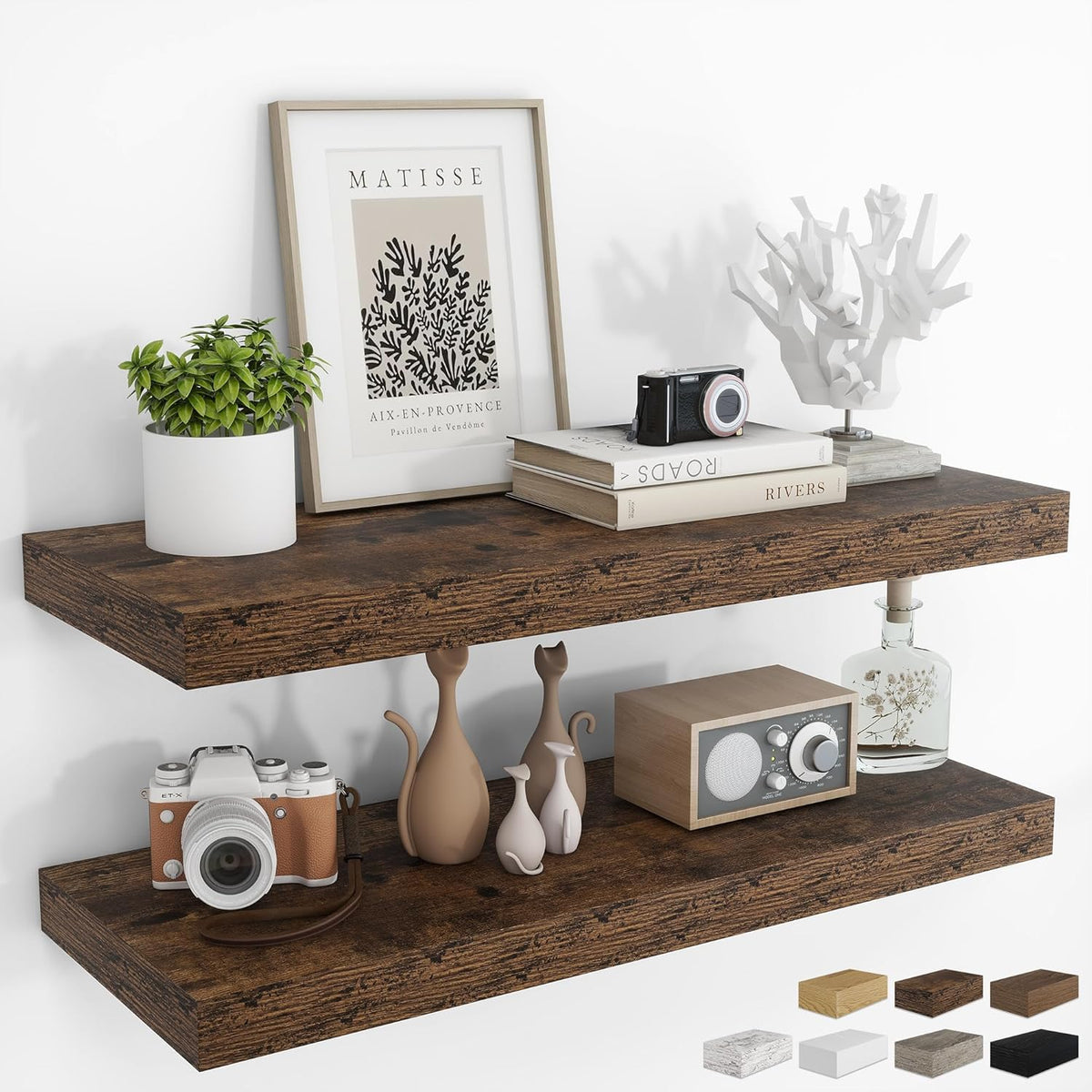 RICHFOCUS 36Inch Floating Shelves for Wall 2 Pack Shelves for Bedroom|Kitchen|Bathroom Wall Mounted