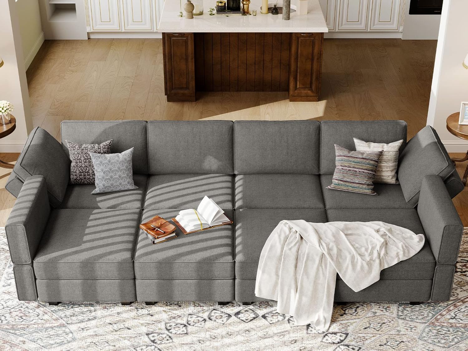Belffin Modular Sectional Sleeper Sofa Bed Convertible Sectional Couches for Living Room. Light